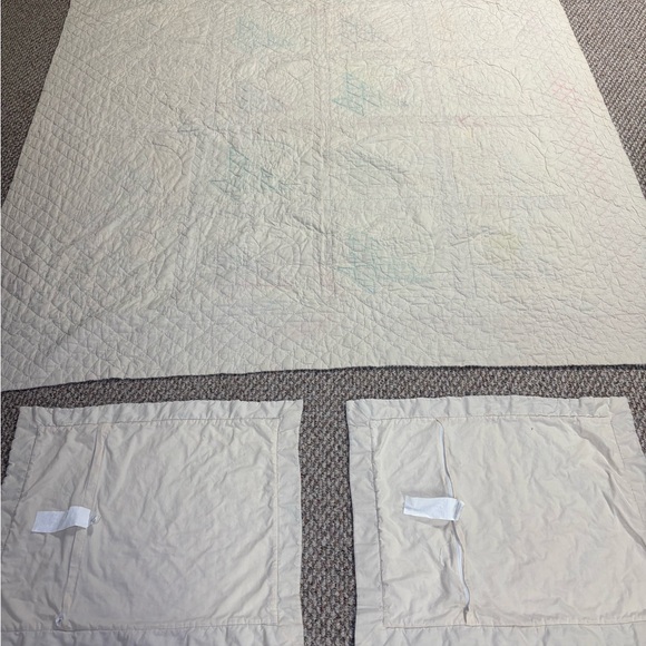 Vintage Patchwork Quilt Flower Basket With Shams 78x79 Appliqué Quilted - Picture 10 of 16